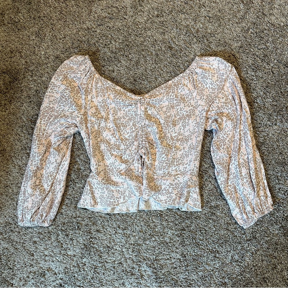 Japna Pink and Tan Leopard Print Crop Top